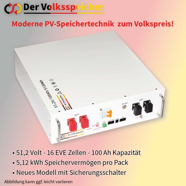 Volksspeicher LiFePO4 51,2V 100Ah 3,5HE