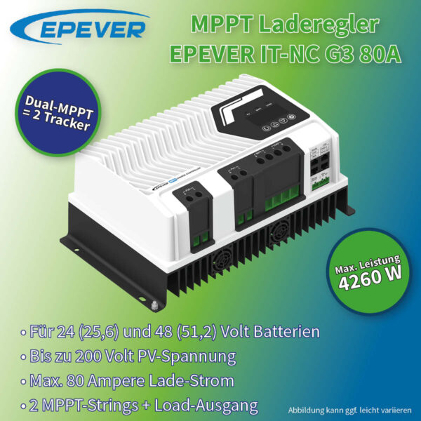 EPEVER MPPT Laderegler IT-NC G3-80A (4,3 kWp)